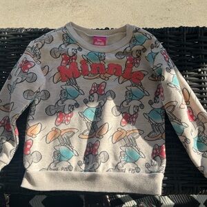 Disney Kids Cream Sweatshirt with Teal, Red & Orange Minnie Print